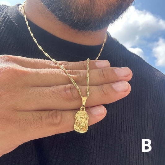 Cadena Singapur + Rostro Tallado