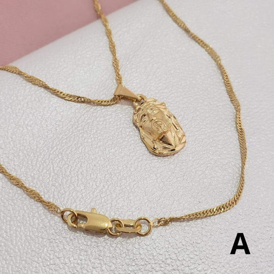 Cadena Singapur + Rostro Tallado